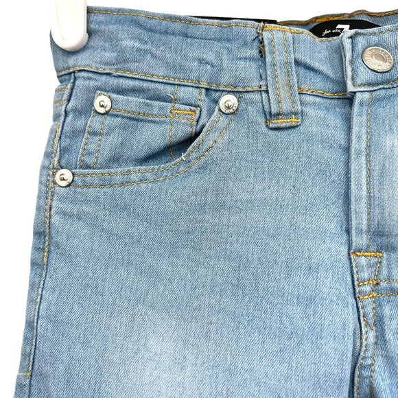 NWT 7 for all mankind Girls Blue Airweft Denim Jeans Size 4 Stretch Straight Leg - Picture 4 of 12